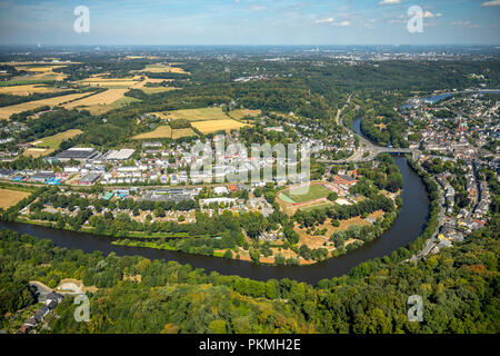 Luftaufnahme, Überblick Ruhr Valley in der Nähe von Valleystraße Essen-Werden, Ruhrgebiet, Ruhrgebiet, Essen, Ruhrgebiet, Nordrhein-Westfalen, Deutschland Stockfoto