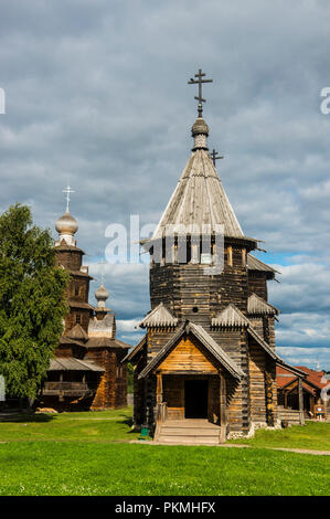 Die hölzerne Kirche, die im Museum der Holzarchitektur in der UNESCO-Welterbe Blick Suzdal, Goldener Ring, Russland Stockfoto