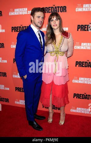 Boyd Holbrook und Tatiana Pajkovic Teilnahme an "Special Screening der Predator' an der Egyptian Theatre am 12. September 2018 in Los Angeles, Kalifornien. Stockfoto