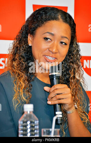 Yokohama, Japan. 13 Sep, 2018. US Open Sieger Naomi Osaka in ein IMG-Pressekonferenz. Yokohama, 13.09.2018 | Verwendung der weltweiten Kredit: dpa/Alamy leben Nachrichten Stockfoto