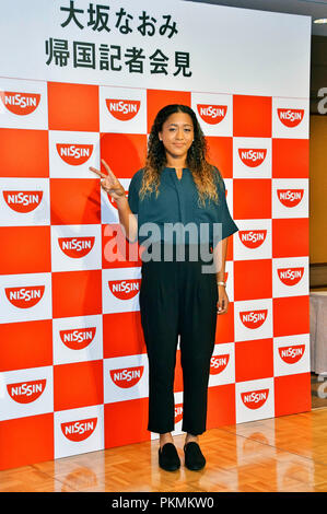 Yokohama, Japan. 13 Sep, 2018. US Open Sieger Naomi Osaka in ein IMG-Pressekonferenz. Yokohama, 13.09.2018 | Verwendung der weltweiten Kredit: dpa/Alamy leben Nachrichten Stockfoto