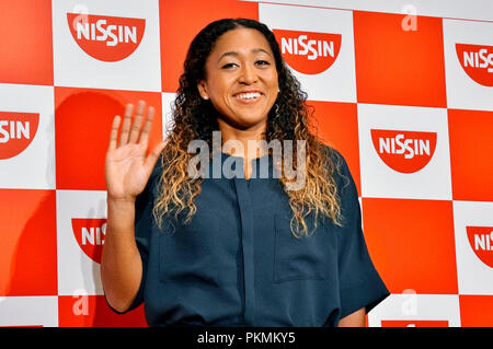 Yokohama, Japan. 13 Sep, 2018. US Open Sieger Naomi Osaka in ein IMG-Pressekonferenz. Yokohama, 13.09.2018 | Verwendung der weltweiten Kredit: dpa/Alamy leben Nachrichten Stockfoto