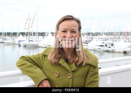 Southampton, Großbritannien. 14. Sep 2018. Miranda Krestovnikoff, TV Umweltschützer, auf der Southampton Boat Show. Credit: Expo Foto/Alamy leben Nachrichten Stockfoto