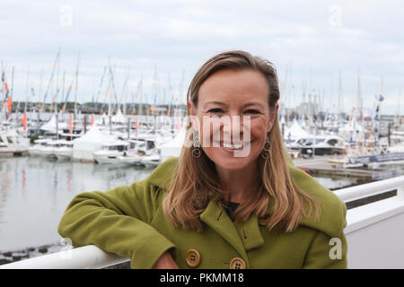 Southampton, Großbritannien. 14. Sep 2018. Miranda Krestovnikoff, TV Umweltschützer, auf der Southampton Boat Show. Credit: Expo Foto/Alamy leben Nachrichten Stockfoto