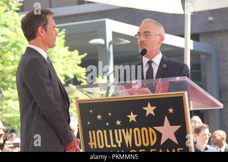 Hollywood, Kalifornien, USA. 12 Sep, 2018. Ich16005 CHW. Hollywood Handelskammer ehrt Eric Mccormak mit Stern auf dem Hollywood Walk of Fame 6201 Hollywood Boulevard, Kalifornien, USA. 09/13/2018. ERIC MCCORMACK UND MITCH O'Farrell. © Clinton H. Wallace/Photomundo International / Fotos inkl Credit: Clinton Wallace/Kugel Fotos/ZUMA Draht/Alamy leben Nachrichten Stockfoto