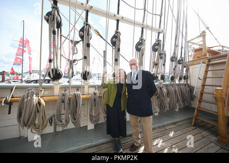 Southampton, Großbritannien. 14. Sep 2018. Miranda Krestovnikoff, TV Umweltschützer, auf der Southampton Boat Show. Credit: Expo Foto/Alamy leben Nachrichten Stockfoto