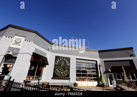 Davenport, Iowa, USA. 14 Sep, 2018. Great River Brauerei am 2. und Iowa Straßen in Davenport, Iowa. Credit: Kevin E. Schmidt/Viererkabel - Zeiten/Viererkabel - Zeiten/ZUMA Draht/Alamy leben Nachrichten Stockfoto