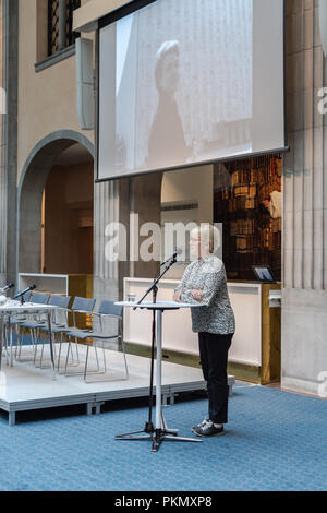 Stockholm, Schweden, 14. September 2018. Seminar über Agda Rössel (1910-2001) Schwedens und der weltweit erste weibliche UN-Botschafter. Einleitende Worte von Außenminister Margot Wallström. Das Seminar ist im Ministerium für Auswärtige Angelegenheiten statt. Credit: Barbro Bergfeldt/Alamy leben Nachrichten Stockfoto