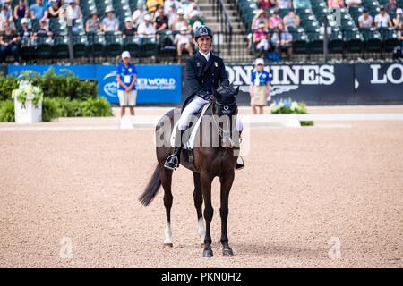 Tryon, USA. 14. September 2018. Simone Sordi. Amacuzzi. ITA. Eventing Dressur. Tag 4. World Equestrian Games. WEG 2018 Tryon. North Carolina. USA. 14.09.2018. Credit: Sport in Bildern/Alamy leben Nachrichten Stockfoto