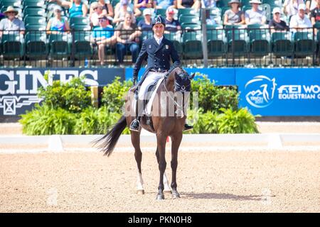 Tryon, USA. 14. September 2018. Simone Sordi. Amacuzzi. ITA. Eventing Dressur. Tag 4. World Equestrian Games. WEG 2018 Tryon. North Carolina. USA. 14.09.2018. Credit: Sport in Bildern/Alamy leben Nachrichten Stockfoto