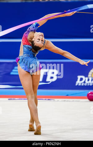 September 14, 2018: Eleni Kelaiditi von Griechenland während Einzel-mehrkampf Finale in der Arena Armeec in Sofia am 36. Abb. Rhythmische Gymnastik Weltmeisterschaften. Ulrik Pedersen/CSM Stockfoto