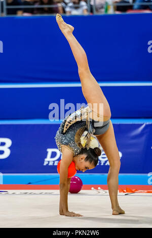 September 14, 2018: Eleni Kelaiditi von Griechenland während Einzel-mehrkampf Finale in der Arena Armeec in Sofia am 36. Abb. Rhythmische Gymnastik Weltmeisterschaften. Ulrik Pedersen/CSM Stockfoto