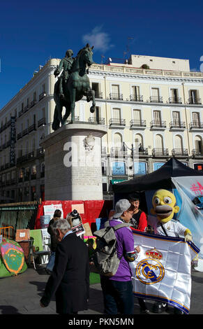 Statue von Carlos III, Puerta del Sol, Madrids. Stockfoto