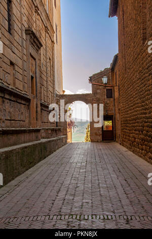 Die Altstadt von Pienza, die ideale Stadt der Renaissance, Siena, Italien Stockfoto