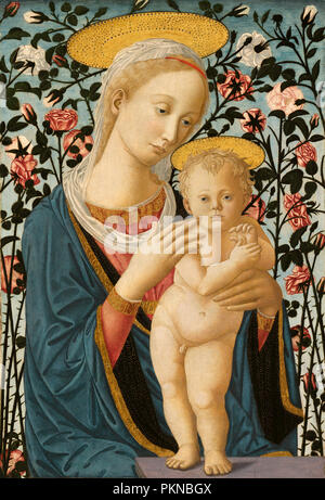 Madonna und Kind. Vom: C. 1470. Maße: gesamt: 67,2 x 46 cm (26 5/6 x 18 1/8 in.) gerahmt: 92,4 x 71,8 x 8,3 cm (36 3/8 x 28 1/4 x 3 1/4 in.). Medium: Tempera auf Pappel Panel. Museum: Nationalgalerie, Washington DC. Thema: Nachfolger von Fra Filippo Lippi und Pesellino. Pesellino, Francesco Di Stefano. Stockfoto