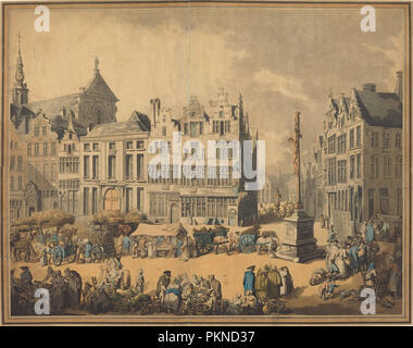 Place de Meir in Antwerpen. Stand: 1797. Medium: Handcolorierte Radierung und Aquatinta. Museum: Nationalgalerie, Washington DC. Autor: Thomas Rowlandson. Stockfoto