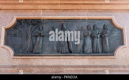 Samara, Russland - 9. September 2018: Detail der bronzene Denkmal für den Gründer von Samara - Fürst Grigorij Zasekin Stockfoto