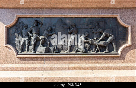 Samara, Russland - 9. September 2018: Detail der bronzene Denkmal für den Gründer von Samara - Fürst Grigorij Zasekin Stockfoto