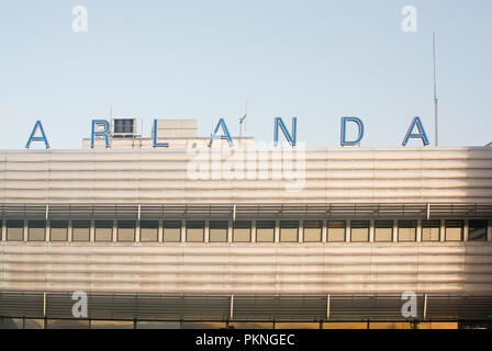 STOCKHOLM ARLANDA, Schweden - 6 September, 2018: Arlanda Anmeldung Anreise Gebäude an einem sonnigen Tag am 6. September 2018 auf Mallorca, Spanien. Stockfoto