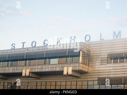 STOCKHOLM ARLANDA, Schweden - 6 September, 2018: Stockholm Arlanda Anmeldung Anreise Gebäude an einem sonnigen Tag am 6. September 2018 auf Mallorca, Spanien. Stockfoto