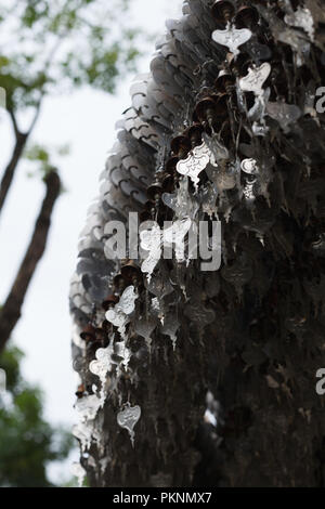 Chiangrai, Thailand - September 01, 2018: Stahl Heiligen Feigenbaum in Wat Rong Khun (weiße Tempel) ist eine der beliebtesten Sehenswürdigkeiten Touristen besuchen in Th Stockfoto