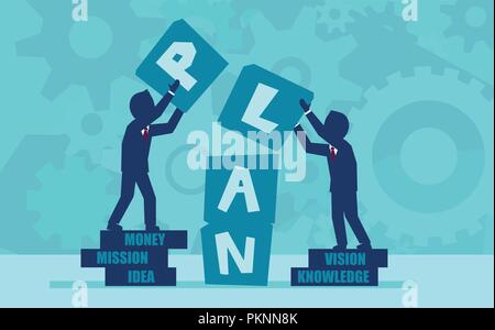 Vektor Konzept der Teamarbeit und die partnerschaftliche Zusammenarbeit mit erfolgreichen Business Plan. Stock Vektor