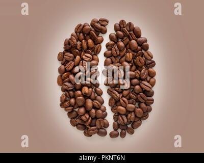 Kaffeebohnen in einer Kaffeebohne Form. Stockfoto