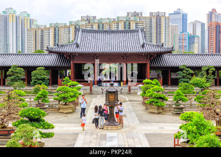 Hongkong - 03 Juli, 2018: Chi Lin Nunnery in Hongkong Stockfoto