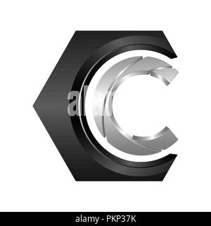 Sechskantschraube C Vektor logo Konzept Abbildung. Hexagon geometrische vieleckige Logo Stock Vektor