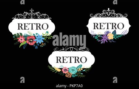 Hand cute floral logo Vorlage erstellt Stock Vektor