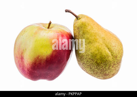 Reife Birnen und Äpfel Close-up Stockfoto