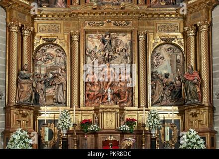 Kirche von San Miguel, Altarbild des 17. Jahrhunderts - Detail, Jerez de la Frontera, Provinz Cadiz, Andalusien, Spanien, Europa. Stockfoto