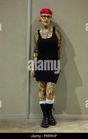 Turin, Italien. 14 Sep, 2018. In Turin ist eine der wichtigsten Tattoo Veranstaltung in Italien statt. Credit: Daniele Baldi/Pacific Press/Alamy leben Nachrichten Stockfoto