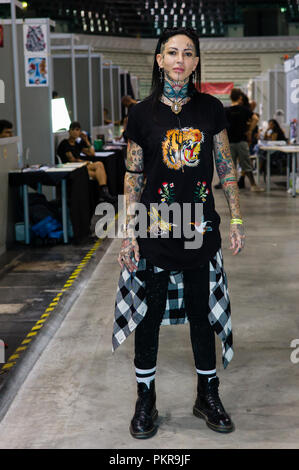 Turin, Italien. 14 Sep, 2018. In Turin ist eine der wichtigsten Tattoo Veranstaltung in Italien statt. Credit: Daniele Baldi/Pacific Press/Alamy leben Nachrichten Stockfoto