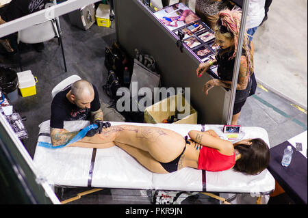 Turin, Italien. 14 Sep, 2018. In Turin ist eine der wichtigsten Tattoo Veranstaltung in Italien statt. Credit: Daniele Baldi/Pacific Press/Alamy leben Nachrichten Stockfoto