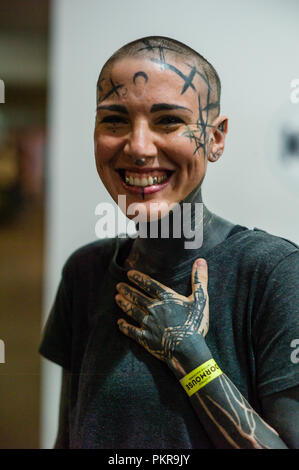 Turin, Italien. 14 Sep, 2018. In Turin ist eine der wichtigsten Tattoo Veranstaltung in Italien statt. Credit: Daniele Baldi/Pacific Press/Alamy leben Nachrichten Stockfoto