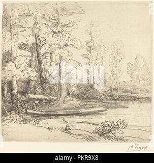 Bäume im Water's Edge (Les Arbres Au bord de l'eau). Medium: kaltnadel und Radierung?. Museum: Nationalgalerie, Washington DC. Autor: Alphonse Legros. Stockfoto