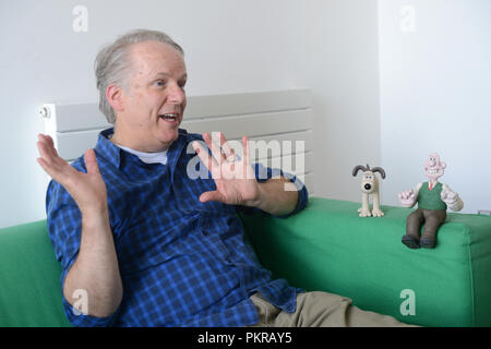 Nick Park Animator und Regisseur und Schöpfer von Wallace und Gromit und Shaun das Schaf bei Shetland Drehbuch 2018 ein Interview Stockfoto