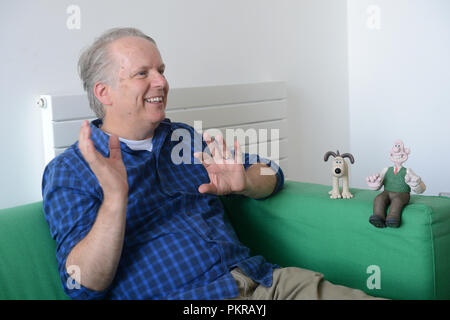 Nick Park Animator und Regisseur und Schöpfer von Wallace und Gromit und Shaun das Schaf bei Shetland Drehbuch 2018 ein Interview Stockfoto