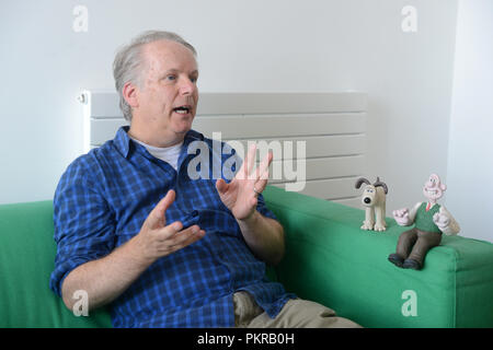 Nick Park Animator und Regisseur und Schöpfer von Wallace und Gromit und Shaun das Schaf bei Shetland Drehbuch 2018 ein Interview Stockfoto