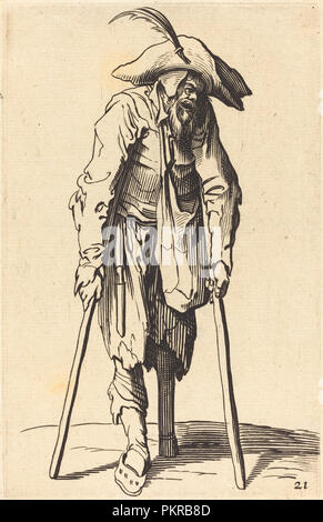 Bettler mit Holzbein. Medium: Radierung. Museum: Nationalgalerie, Washington DC. Thema: Nach Jacques Callot. JACQUES CALLOT. Stockfoto