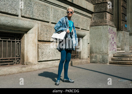 Mailand, Italien - 23 September, 2017: Außerhalb von ANTONIO MARRAS Show in Mailand Fashion Week Frühjahr/Sommer 2018 Stockfoto