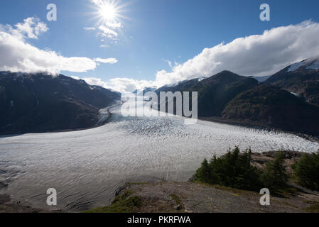 Blick auf den Salmon Glacier, Stewart BC Stockfoto