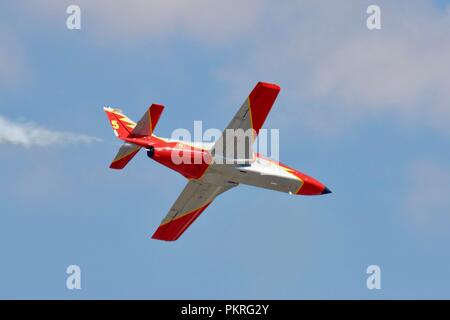 Die spanische Luftwaffe Patrulla Aguila CASA C-101 Aviojet ¨ Die in der Royal International Air Tattoo 2018 Stockfoto