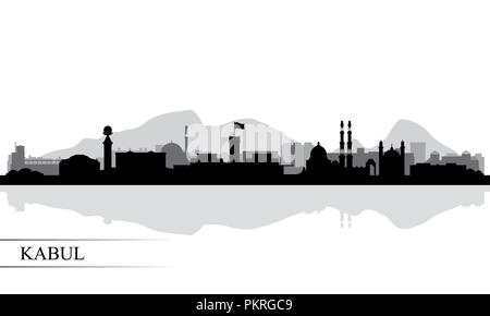 Kabul City Skyline Silhouette Hintergrund, Vector Illustration Stock Vektor