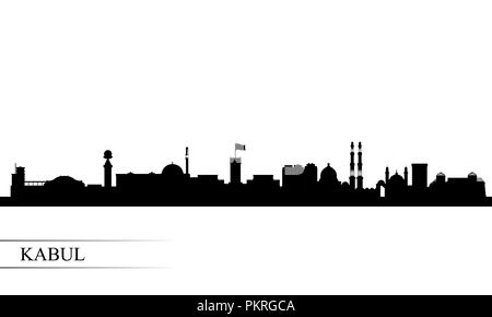 Kabul City Skyline Silhouette Hintergrund, Vector Illustration Stock Vektor