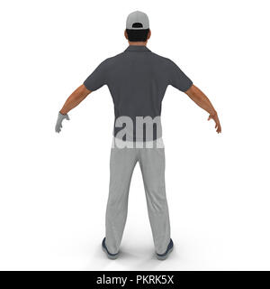 Golf Spieler in einem grauen T-Shirt auf einem weißen. 3D-Darstellung Stockfoto
