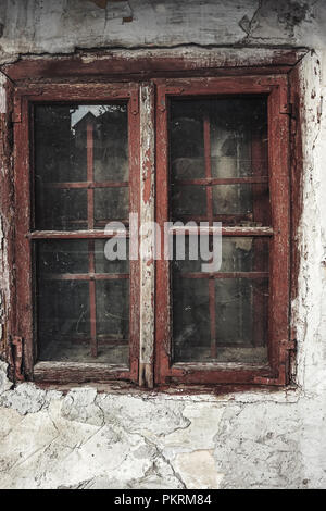 Alten grunge Holz- Fenster schließen nach oben Stockfoto