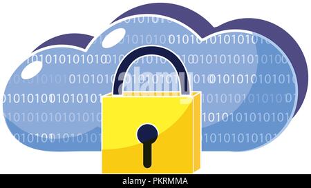 Schließen Vorhängeschloss und Data Cloud conection Stock Vektor