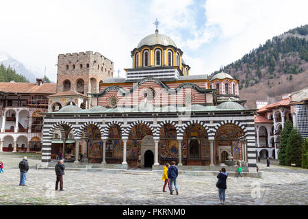 Die Geburt der Heiligen Mutter Kirche, Rila Kloster (Kloster des Hl. Ivan von Rila), Bulgarien. Stockfoto